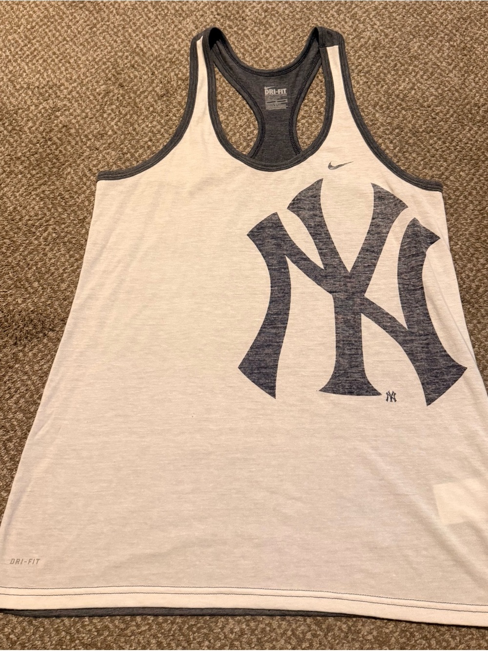 Nike White Tank Top with Navy Yankees Logo
